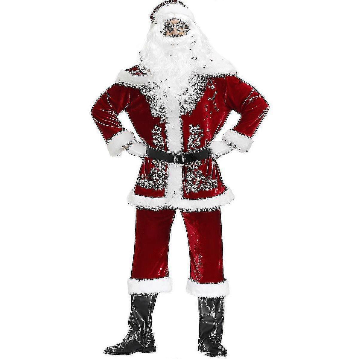 M-xxxxlプラスサイズメンズクリスマスコスチュームメンズサンタコスチュームプリントクリスマスコスチュームセット