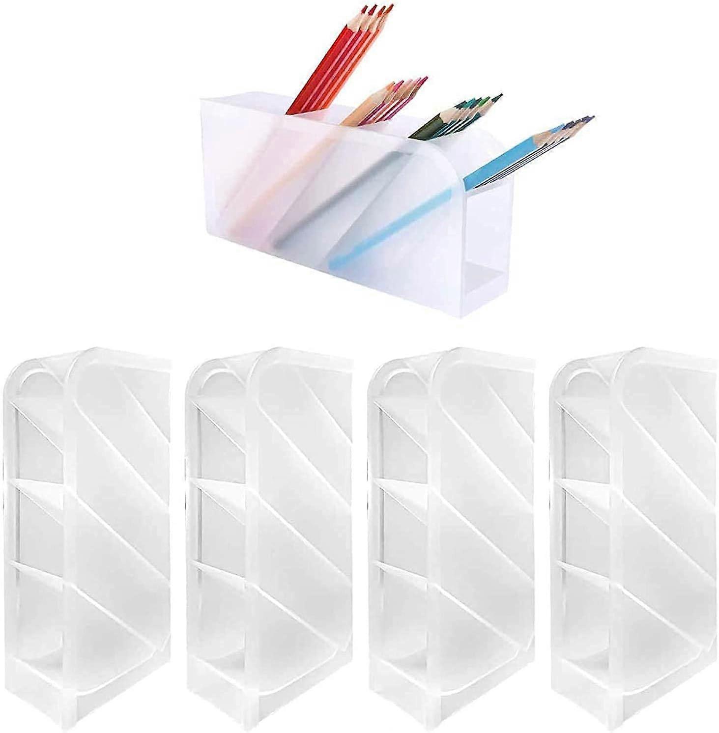 منظم مكتب- تخزين منظم القلم للمكتب والمدرسة واللوازم المنزلية وحامل تخزين القلم الشفاف4 قطع