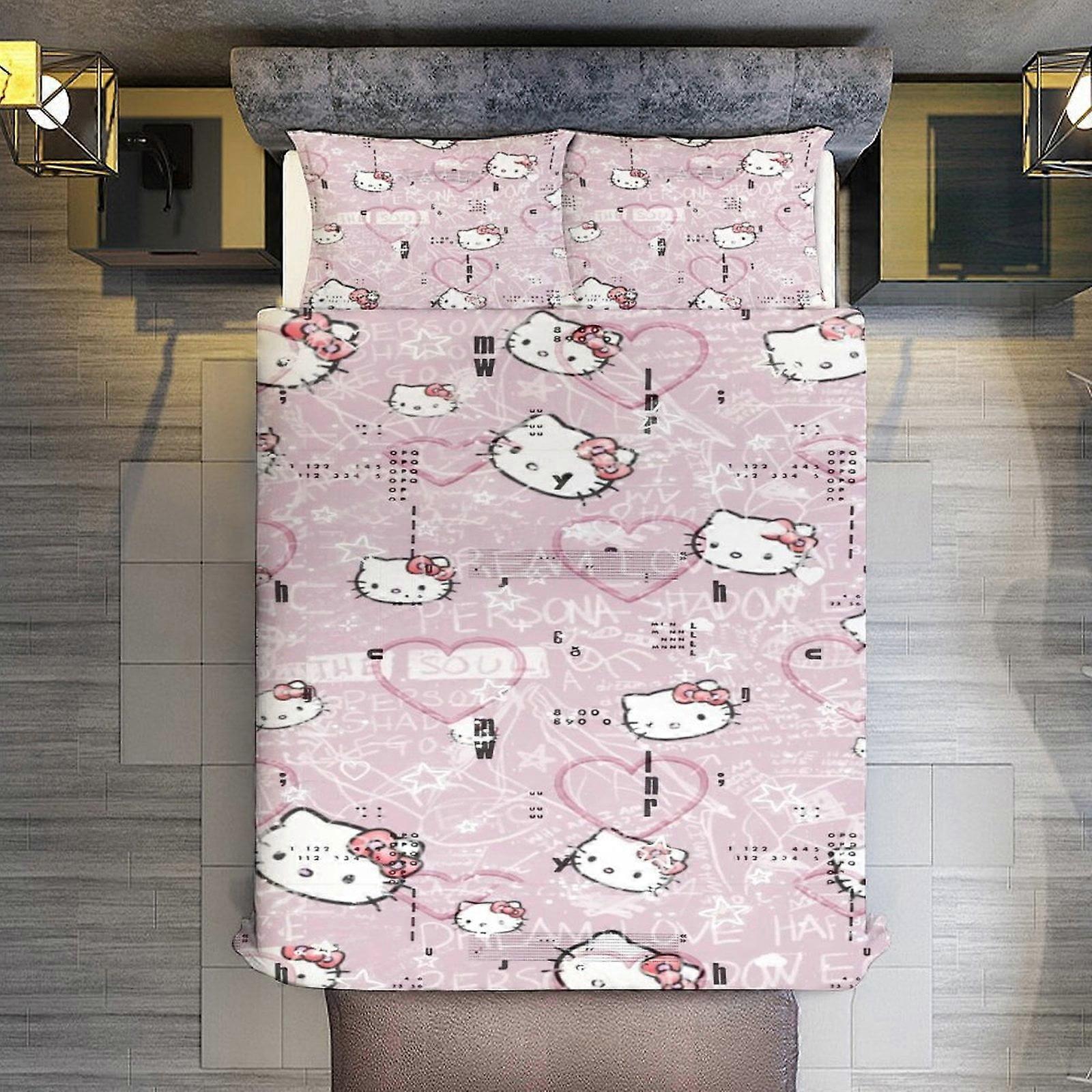 KA663 Hello Kitty Print Comforter Set,3Pcs Bedding Set Printed Comforter with 2 Pillowcases,Warm and comfortable RM663