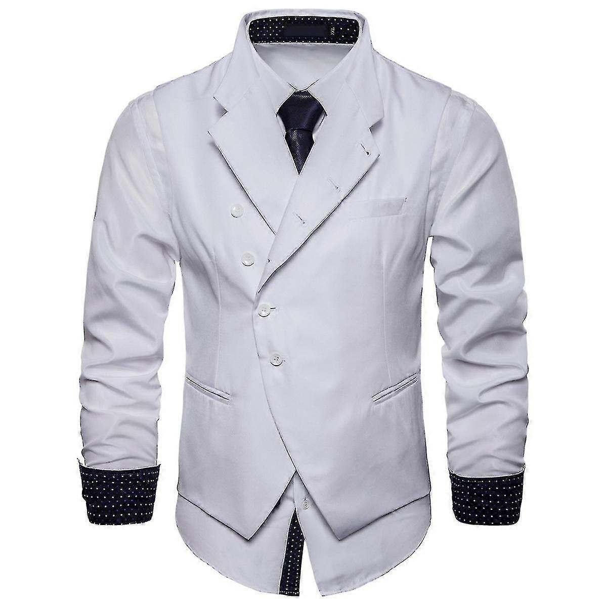 Allthemen Menn Business Lapel Slim Fit Solid Vest