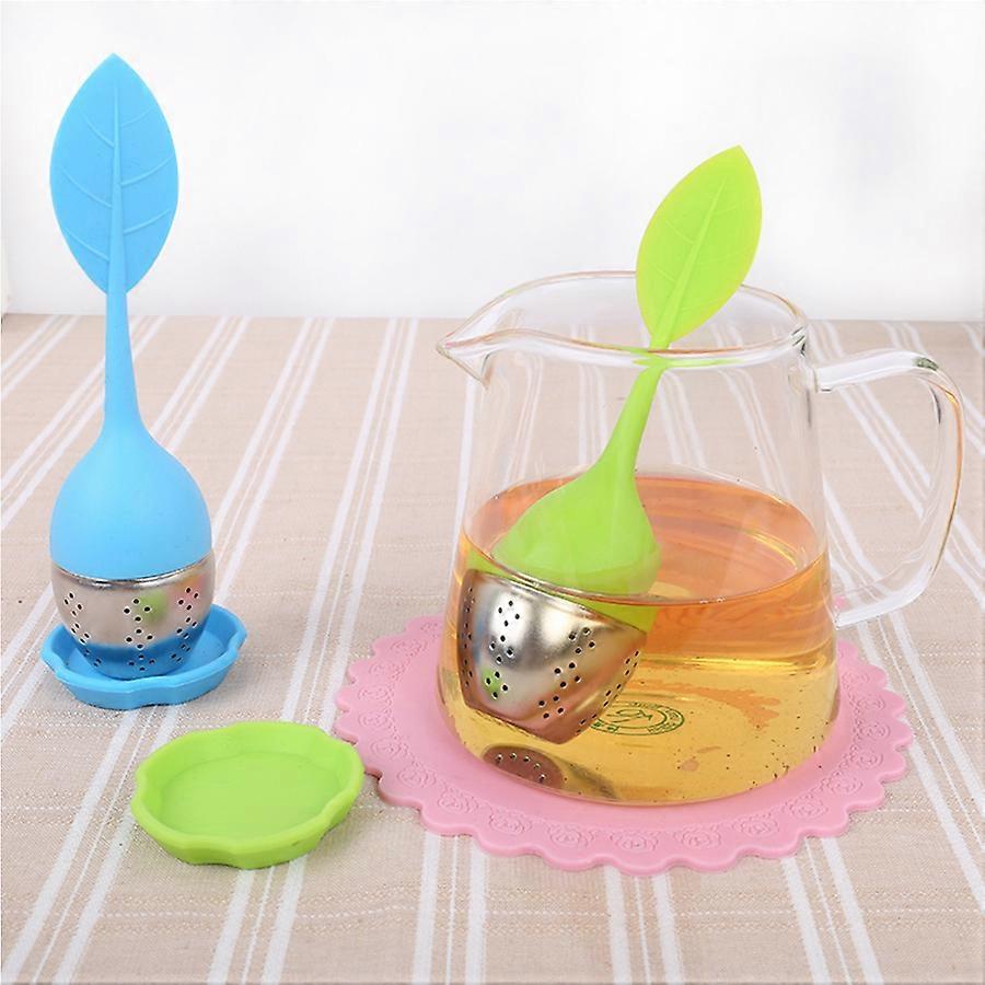 Set of 2 Green Blue Tea Infuser/Diffuser Filter/Tea Filter, Tea Shape, Food Grade Silicone and High Quality Stainless Steel Infuser