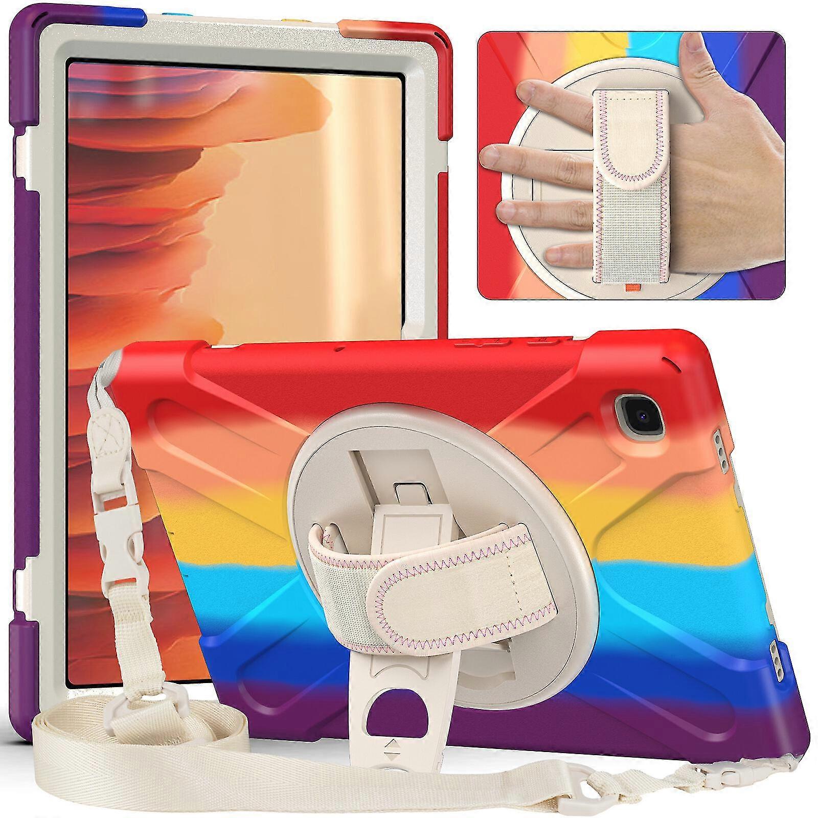 New Color Matching Case For Samsung Tab A7 10.4 Inch T500 With Shoulder Strap, Hand Strap, Adjustable Stand, Shock Protection Cover