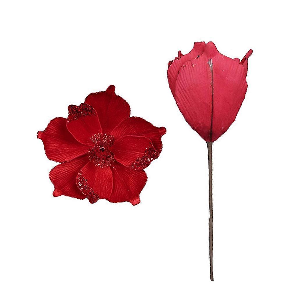 נצנצים גדולים פרחי חג המולד קישוט עץ חג המולד קישוט פרחים מזויף מלאכותי