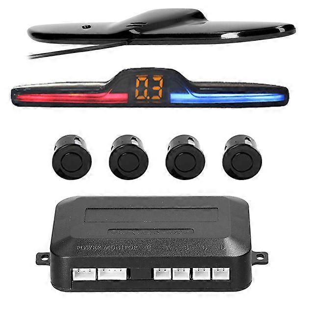 Car Reverse Radar Kit Vehicle Parking Sensor System with 4 Parking Sensors Backup Radar with LED Distance Display Sound Warning