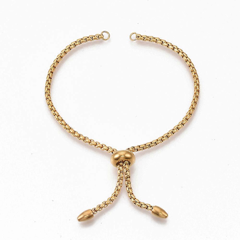 1pc Ion Plating(IP) Adjustable 304 Stainless Steel Slider Bracelets Making Bolo Bracelets Golden Single Chain Length: about 11cm