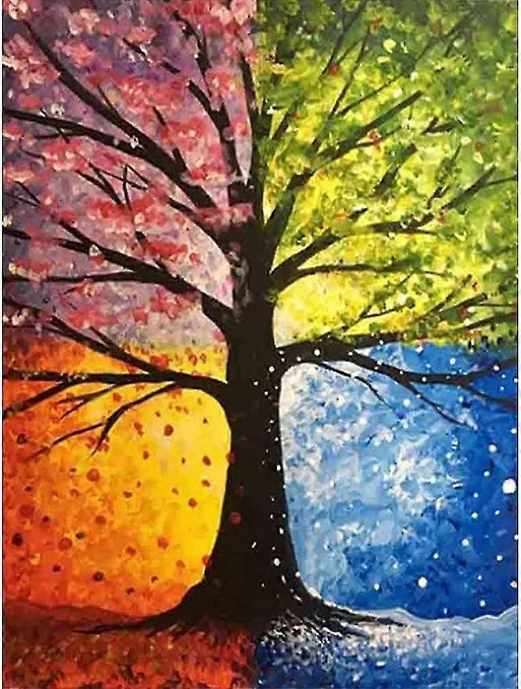 Diy 5d Diamond Painting By Numbers Kits, 4 Season Tree, Full Drill Rhinestones Paint With Diamonds Crystal Diamond Art (tree)