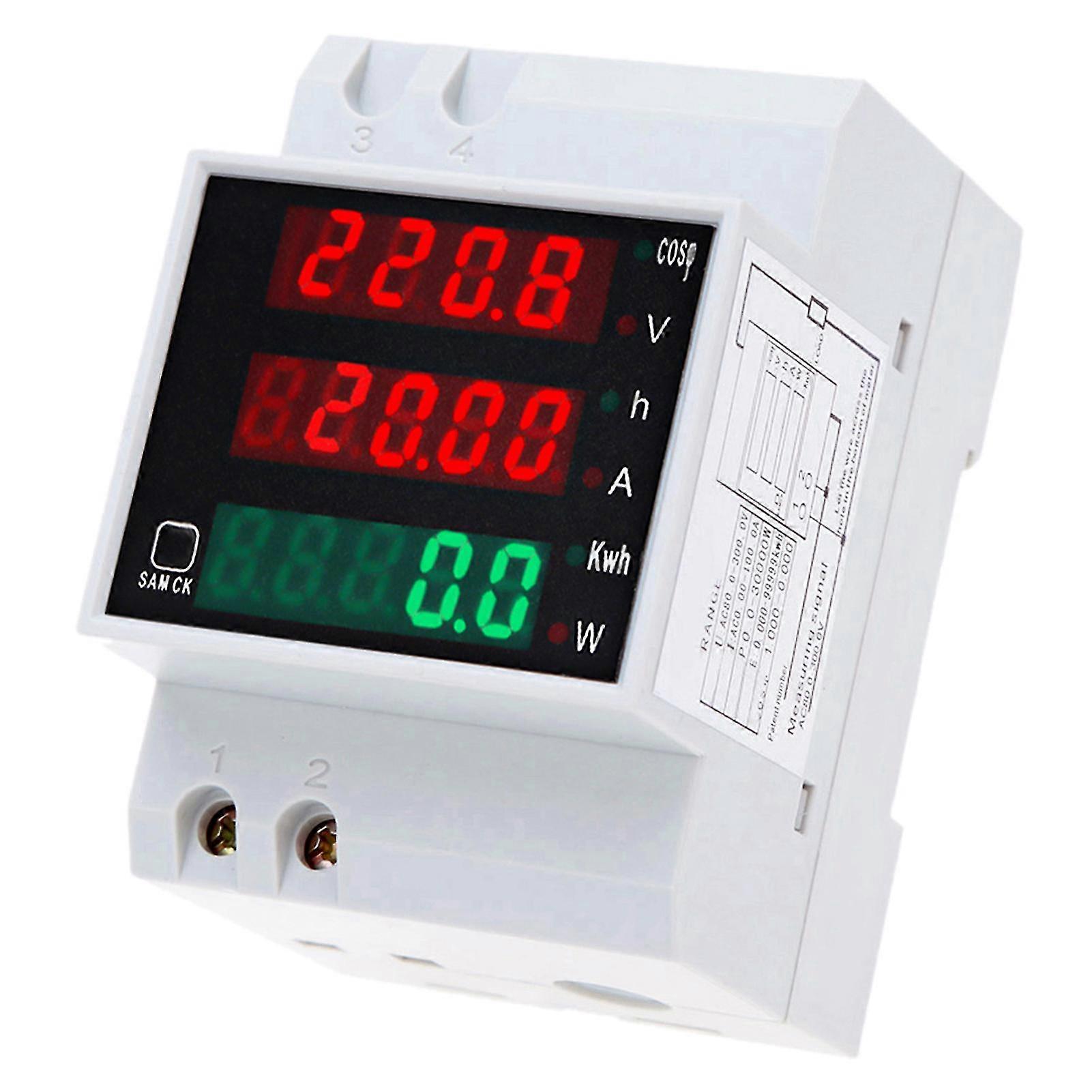 Ac80-300v 100a Multi-functional Digital Din Rail Current Voltage Power Factor Meter Ammeter Voltmeter