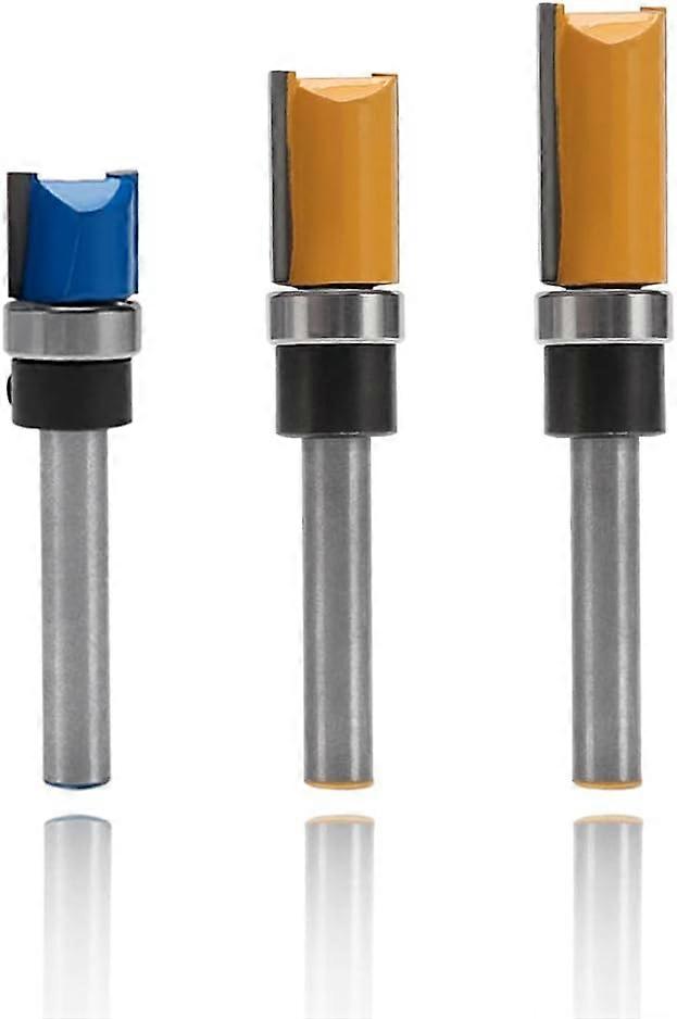 Pieces Flush Trim Cutter with 6.35mm Shank, Flush Trim Model Router Bits, 3 Sizes
