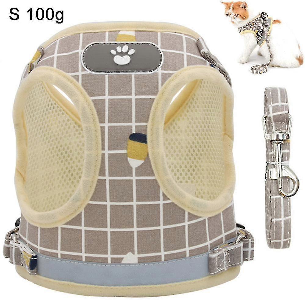 Escape Proof Cat Harness And Leash Set For Medium And Large Kitten Kitties With Classic Plaid Pattern, Breathable And Soft For Outdoor Walking Adjusta