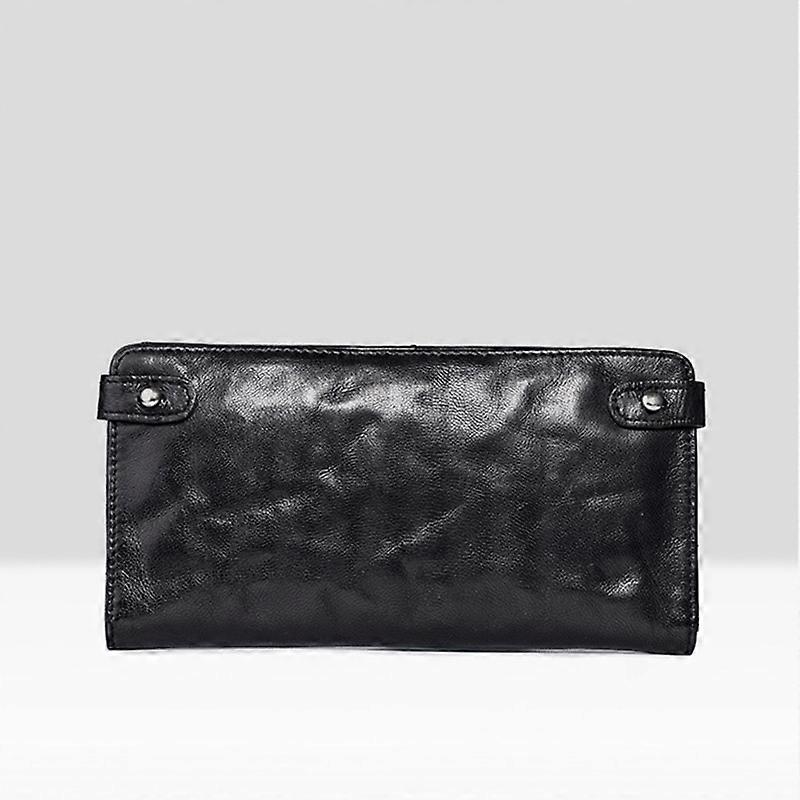 Vintage sheepskin handmade wallet, pleated leather multi-function wallet