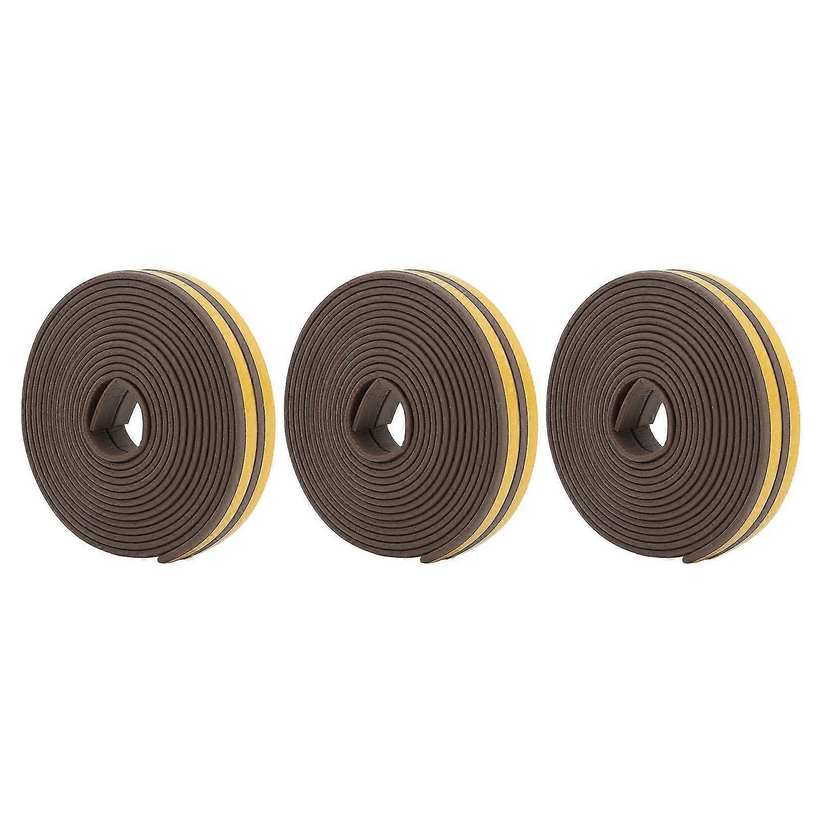 Foam Weather Stripping Door Seal Tape Roll Self Adhesive Insulation 6Pcs Brown Sealing Strip