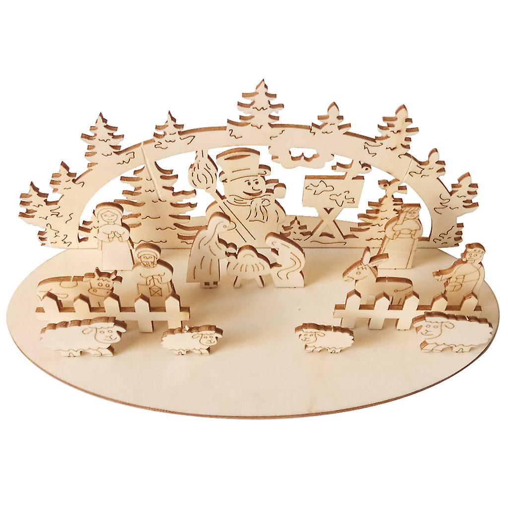 Christmas Creative Mosaic Decorative Ornaments Wooden Table Sets Handmade Diy Toys