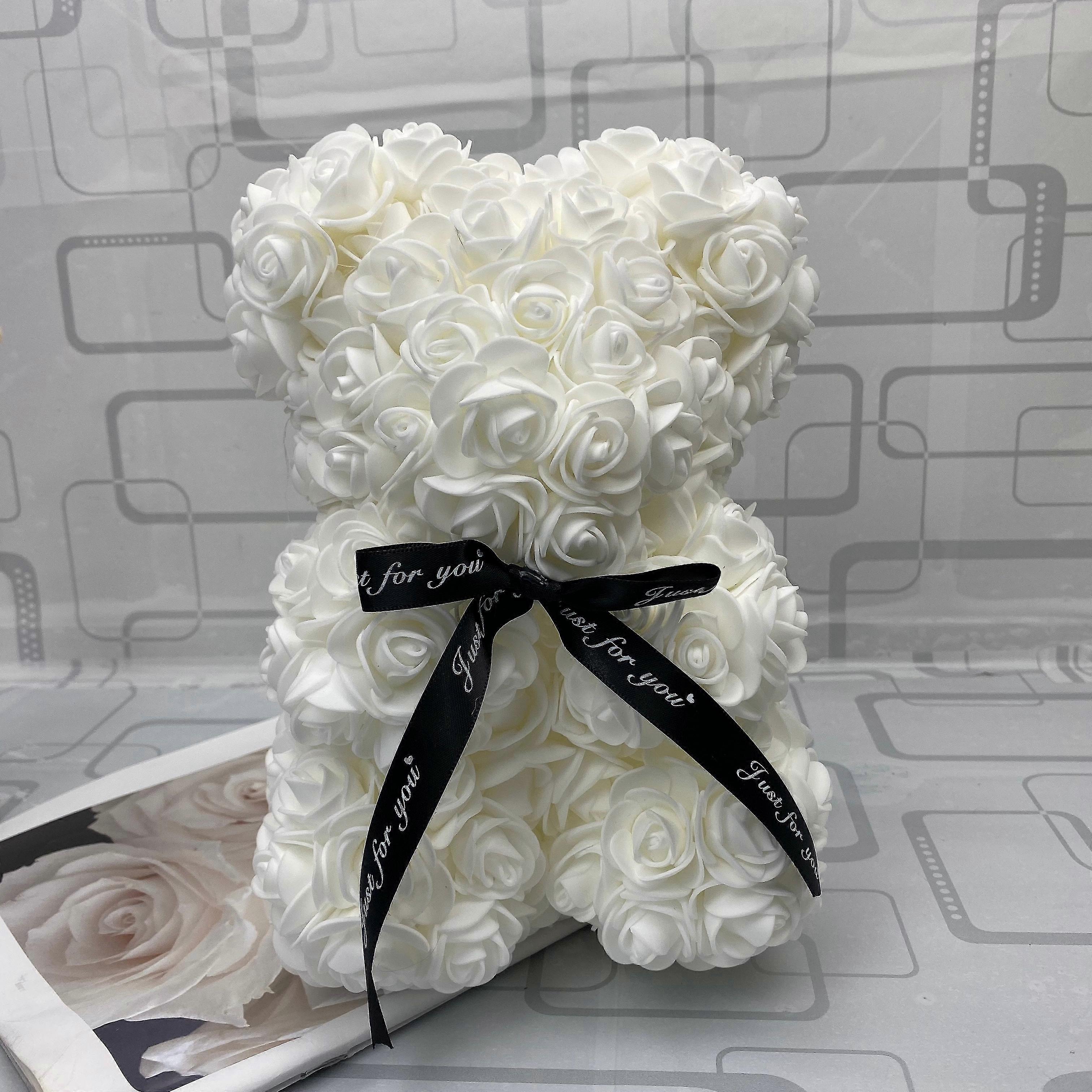 Cadeau de jour de Valentines 25cm rose rouge ours de nounours rose fleur artificielle décoration cadeaux de Noël Cadeaux femmes Valentines Cadeau