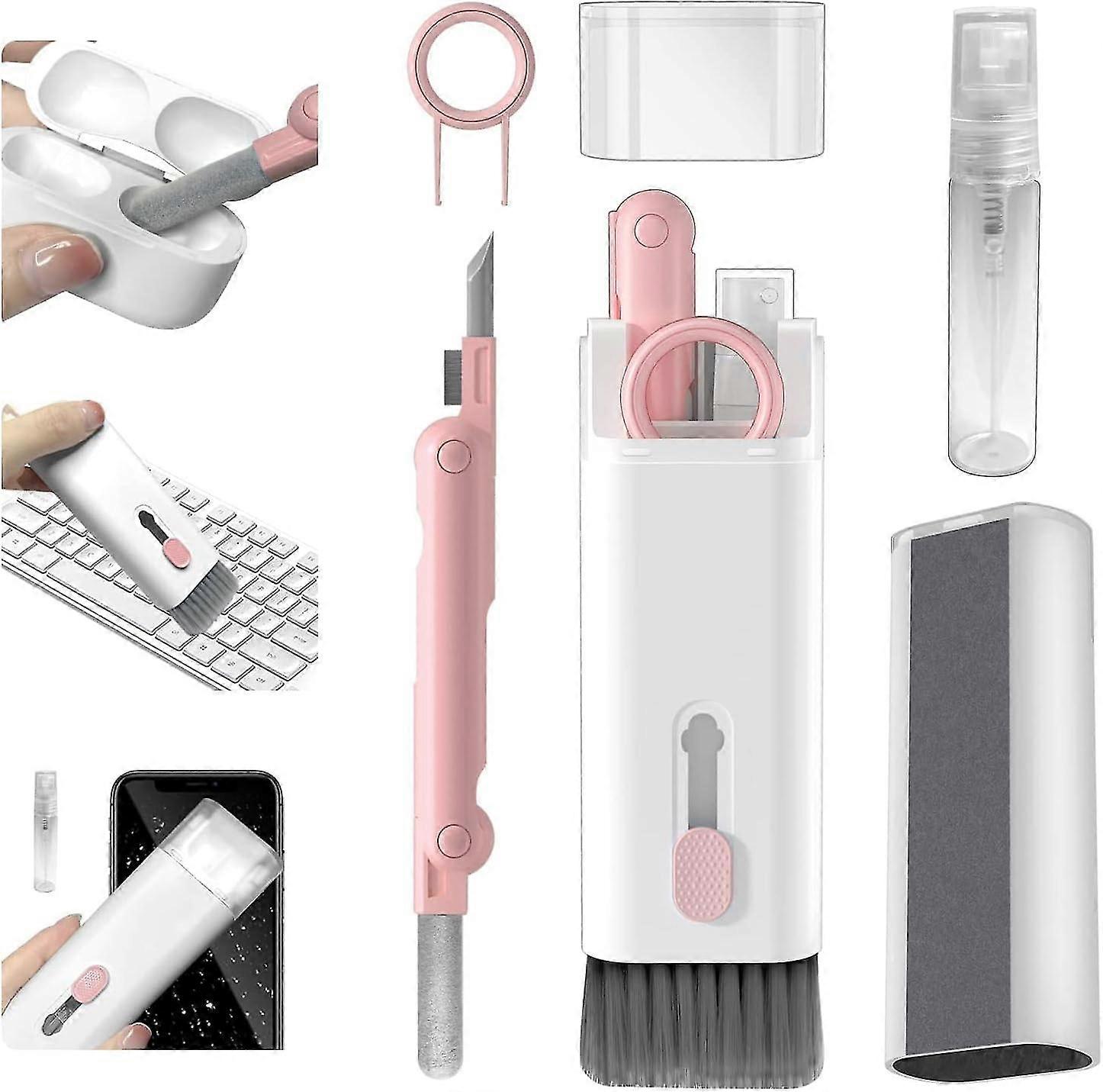 7-in-1 Cleaner Kit,Headphones,Keyboard Earbuds Case & Computer, Deep Cleaning Tools with Screen Cleaner for Earphones,Laptop and Camera