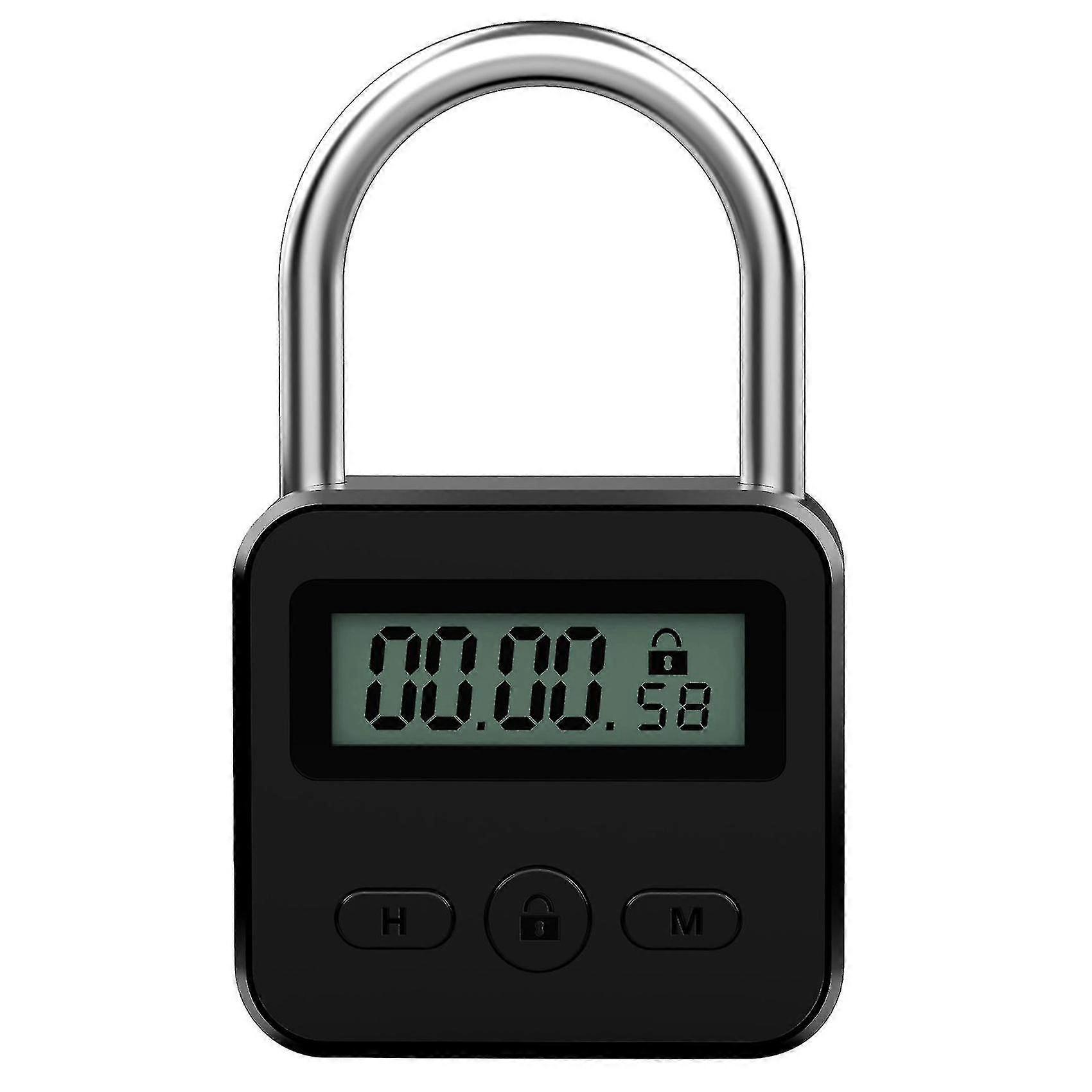 Metal Timer Lock Lcd Time 99 Horas Max Timing Usb Timer Padlock, negro