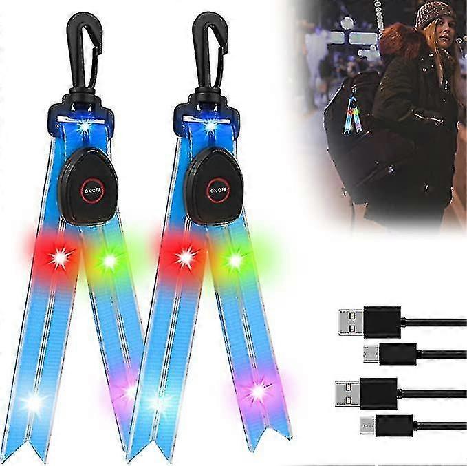 أدى وامض ضوء حقيبة مدرسية قابلة للشحن أدى عاكسات الأطفال حقيبة مدرسية سلامة ضوء عاكس حقيبة ظهر قلادة للركض المشي لمسافات طويلة الجري