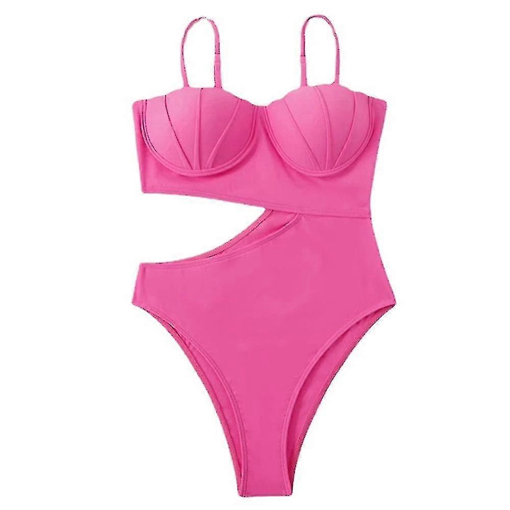 Women's Piece Swimsuit Female Pattern Splicing - Red