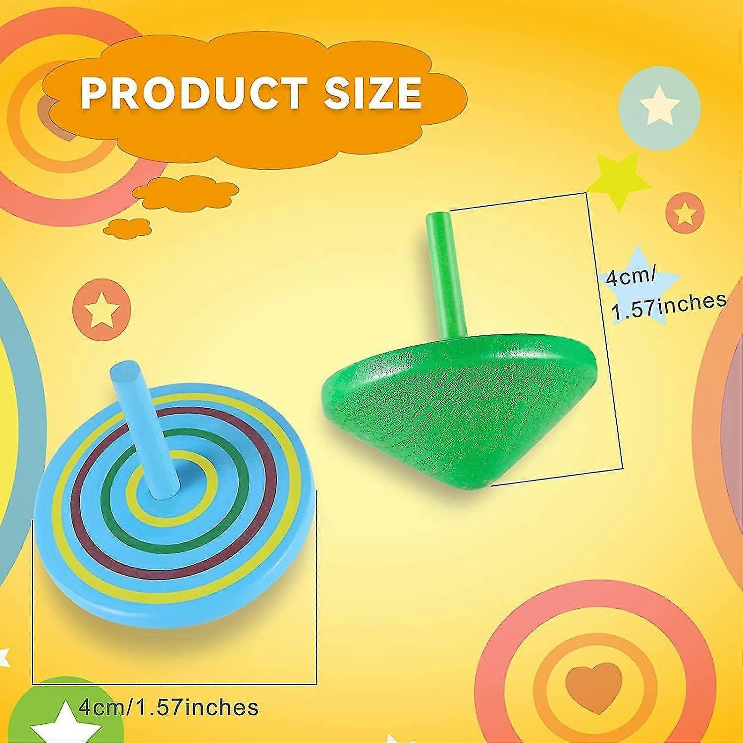 Yolistar 50 Toupies En Bois Colorées Pour Enfants - Mini Spinning Tops Cadeaux Anniversaire