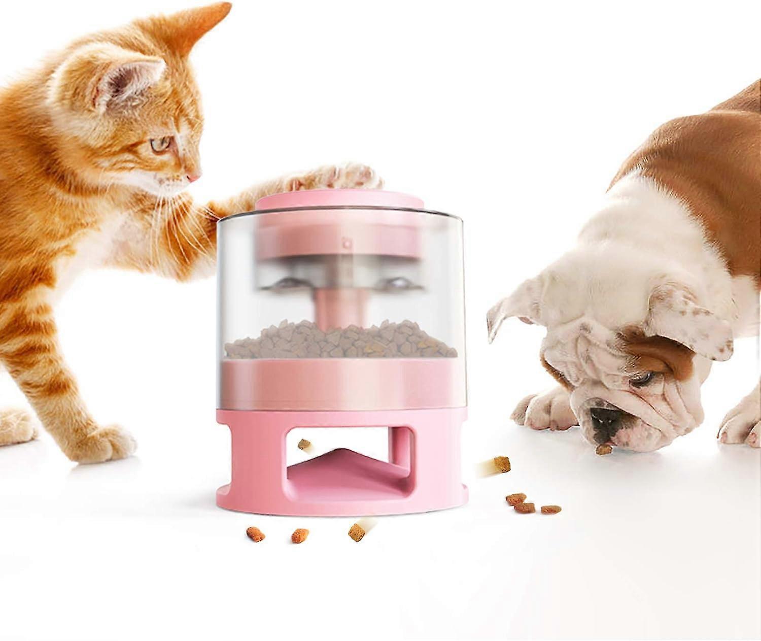 Dog and Cat Food Dispenser - Pet Toy with Automatic Button - Slow Feeding, Intelligence Training for