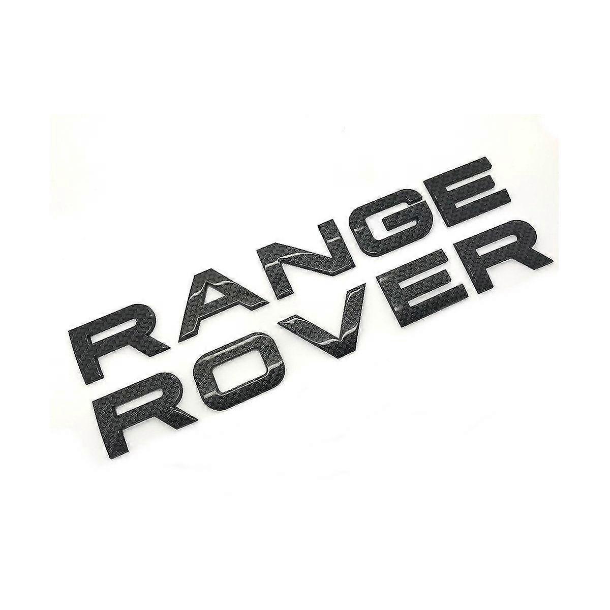 Gloss carbon fibre "range rover" front grill bonnet badge emblem bonnet and back boot lettering badge