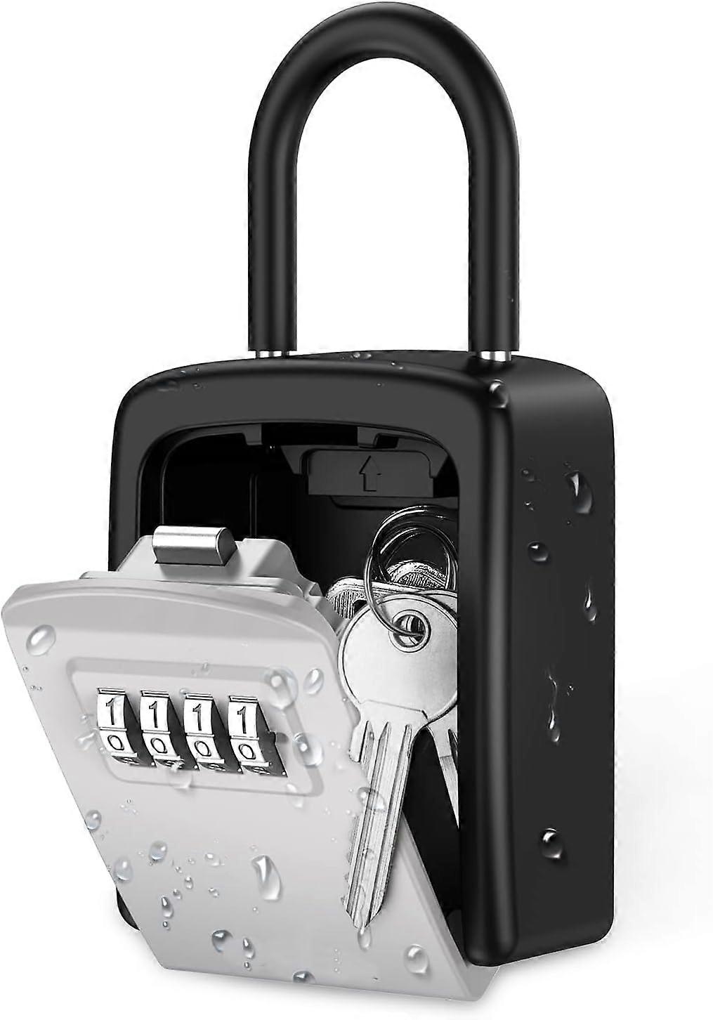 Key Lock Box, Upgraded Lockbox for Keys Outdoor, Key Safe Box, Weatherproof 4 Digit Combination Key Storage Lock Box, 5 Keys Capacity, 3.66inch