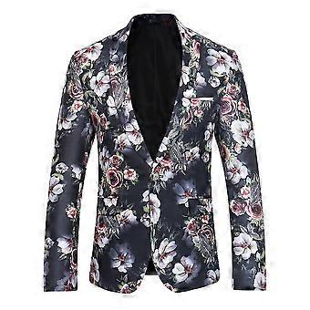 brandneue Herren Blazer Elegante Blumendrucke Anzugjacken Dinner Chic Mäntel Bedruckter Anzug