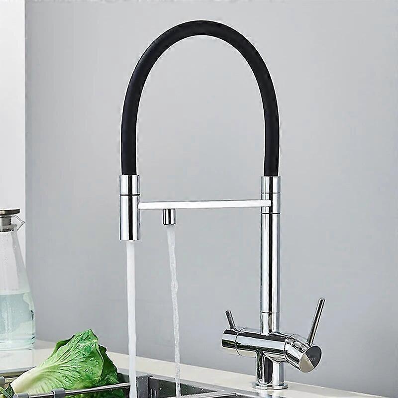 Suodatetut keittiöhanat Dual Spout Filter Hana Mixer Pull Out Spray 360 Rotation Water Purification 3 tapaa uppoaa