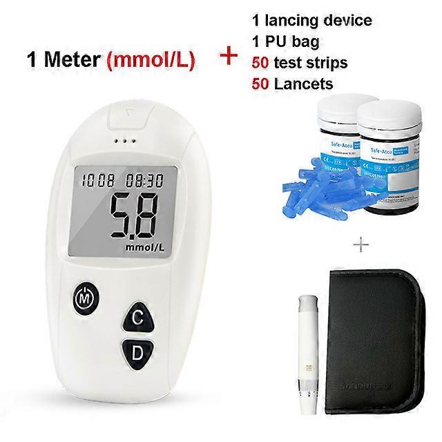 Sinocare Safe-Accu Blood Sugar Meter Glucometer Kit Test Strips Needles Lancets Medical Diabetes Tester Monitoring System