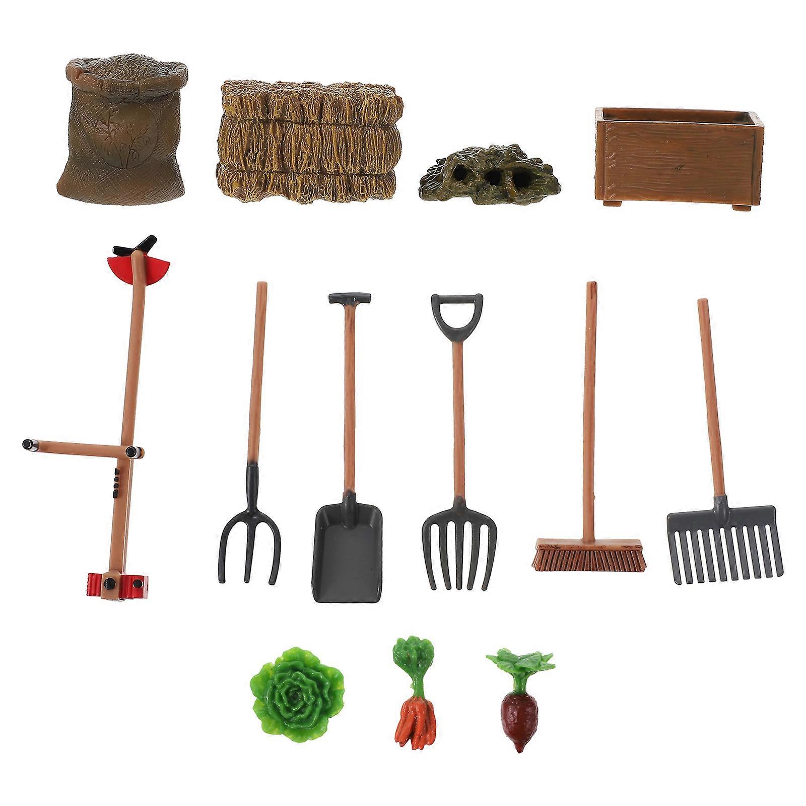 13Pcs Simulation Farm Play Set Farm Tool Model Accessory Sand Table Decoration