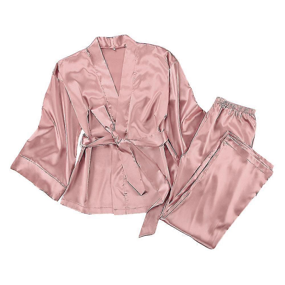 المرأة الحرير الساتان البيجامات مجموعة ملابس النوم Loungewear