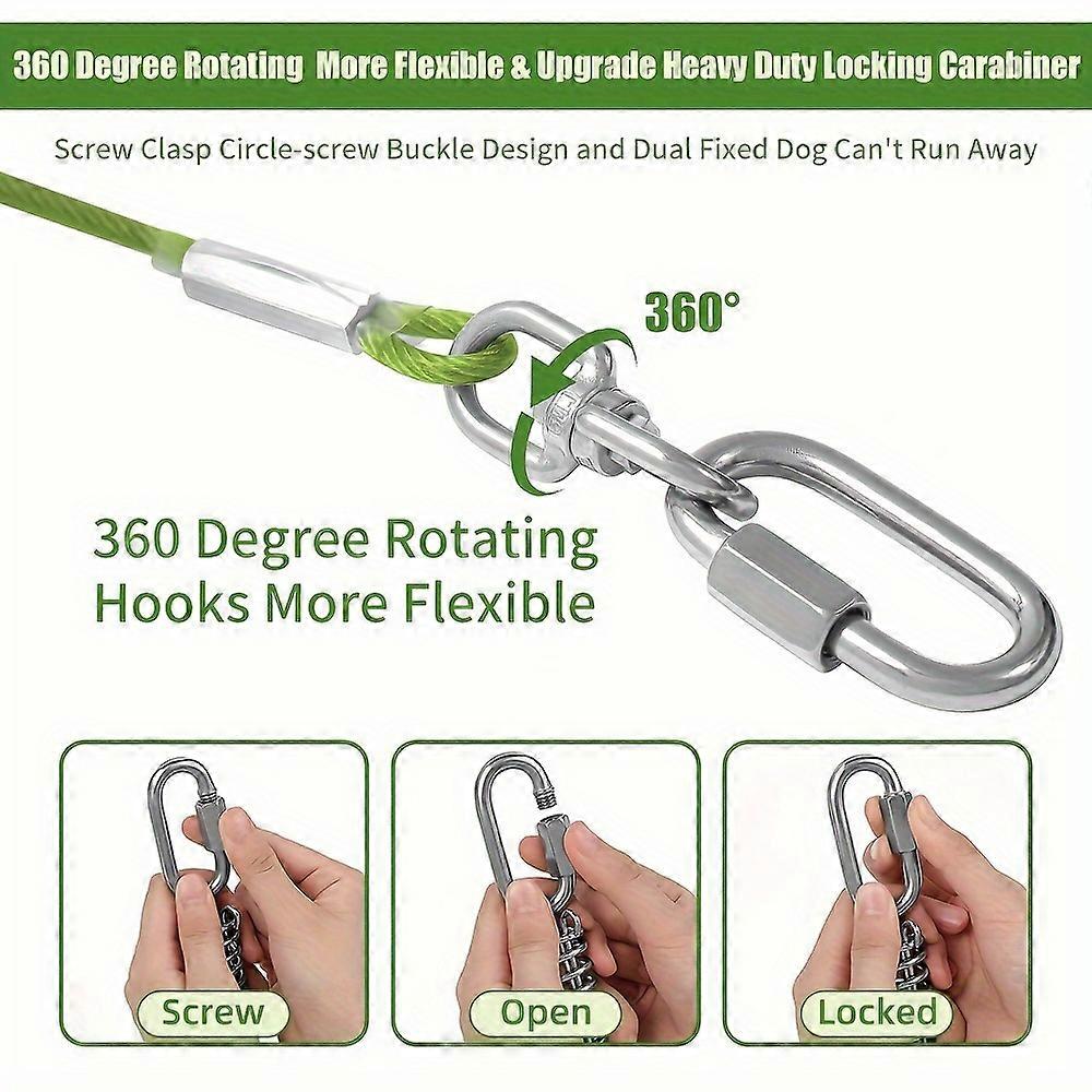 New style 9M-30 ft Dog Tie Out Cable, 30 FT Dog Cable with Swivel Hook and Shock Spring, Heavy Duty Dog Leads for Yard Outdoor and Camping, Dog Lead R