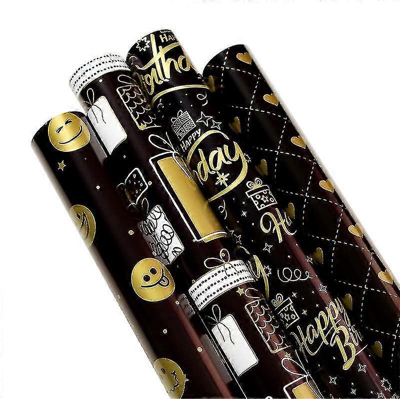 4pcs Black Gold Gift Wrapping Paper  TA