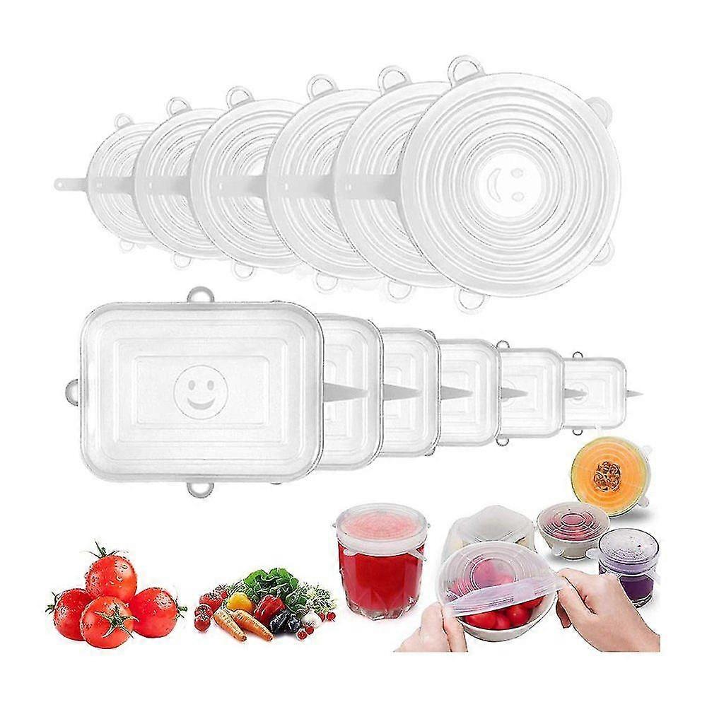 Stretchable Silicone Lids, 12 Pack Silicone Stretchable Lids Different Sizes Stretchable Cling Film Reusable