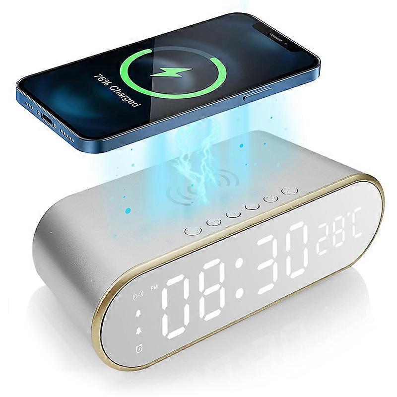 Digital 15W Wireless Charging Clock Dual Alarm Snooze Night light Temperature