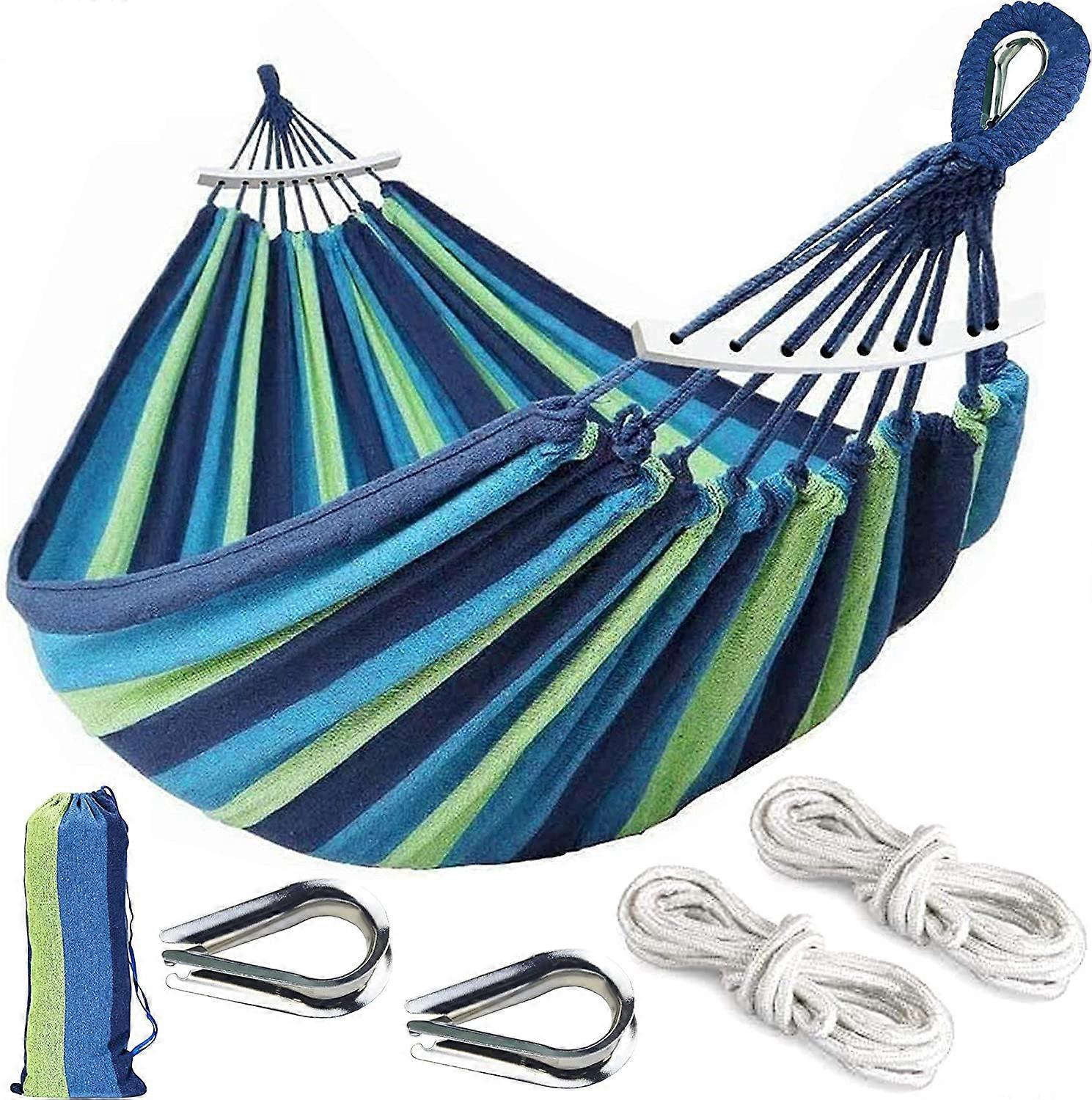 Portable  Hammock Colorful Stripe Camping Hammocks with Spreader Bar Carry Bag (1M)