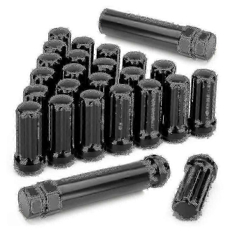 M14x1.5 Παξιμάδια Lug 24 Τεμάχια 14mmx1.5 7 Spline Drive Awl Acorn Cone Lug Nuts 2inch μακρύ μαύρο με 2