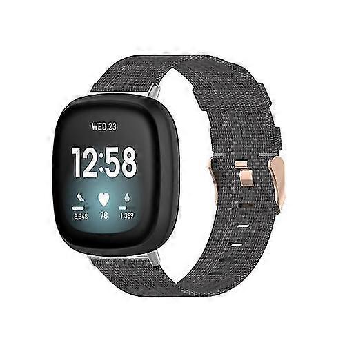 For Fitbit Versa 4 / Sense 2 Universal Nylon Weave Canvas Watch Band ASBK