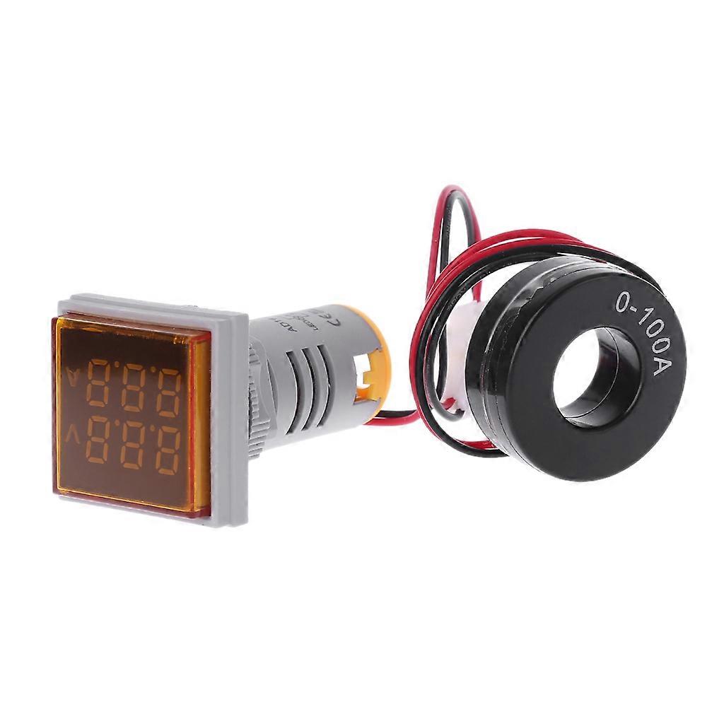 Voltage Gauge AC 60-500V 0-100A Current Meter Square Dual Display Volt Meter