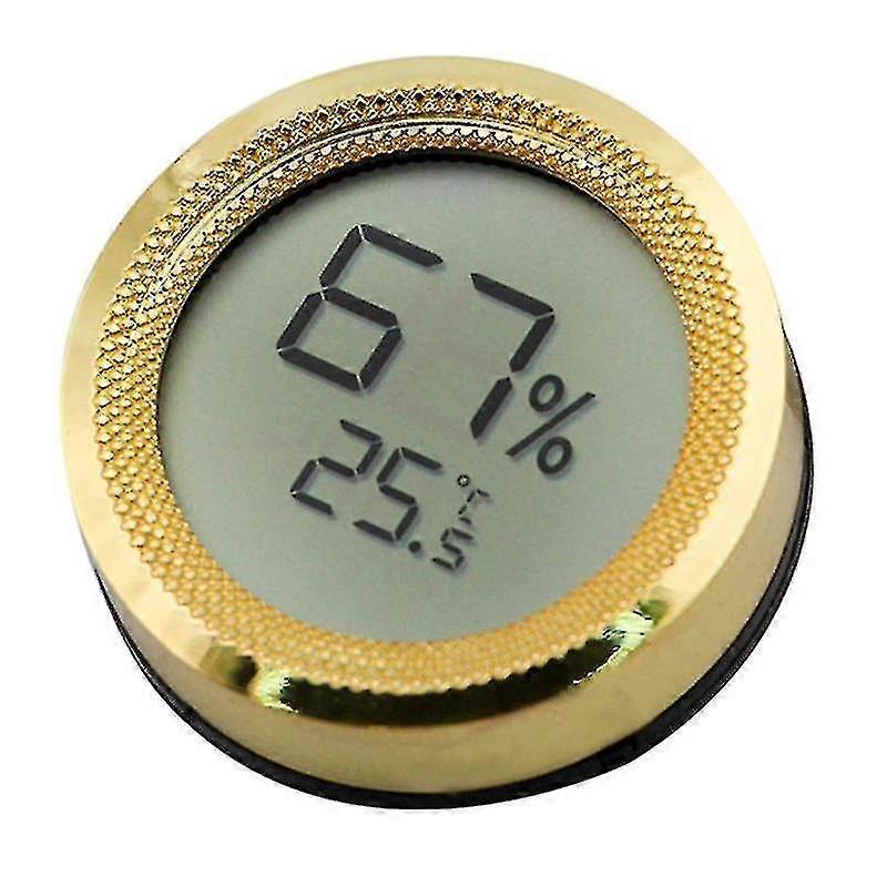 Cigar Humidor Mini Digital Lcd Display Temperature Sensor Gold