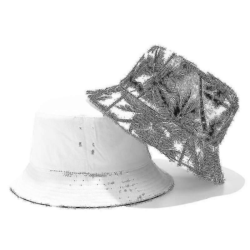 Unisex Reversible Coconut Tree Printed Capswhite