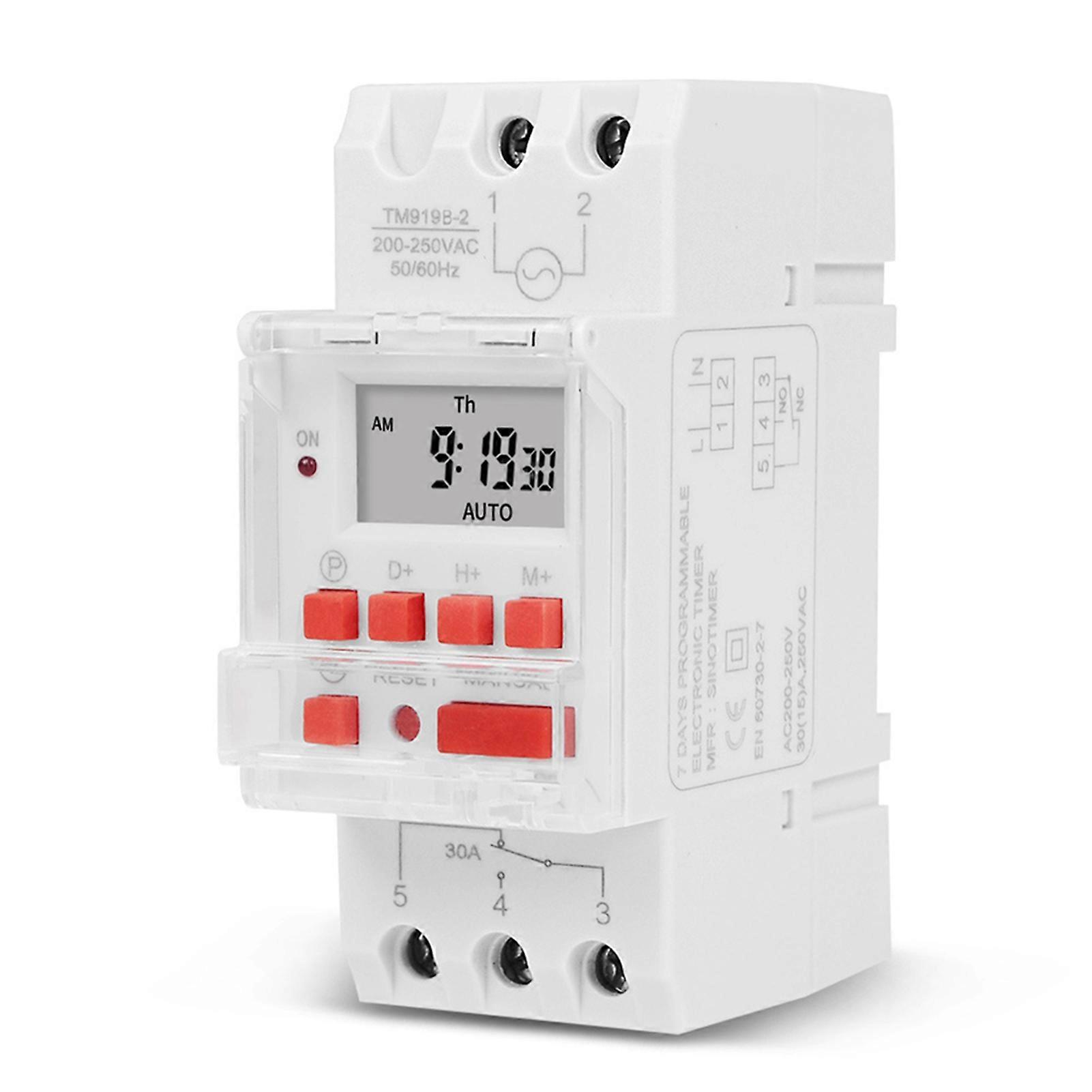 220V Weekly 7 Days Programmable Digital Time Switch Multipurpose High Accuracy Relays Time Switch for Lights Fans