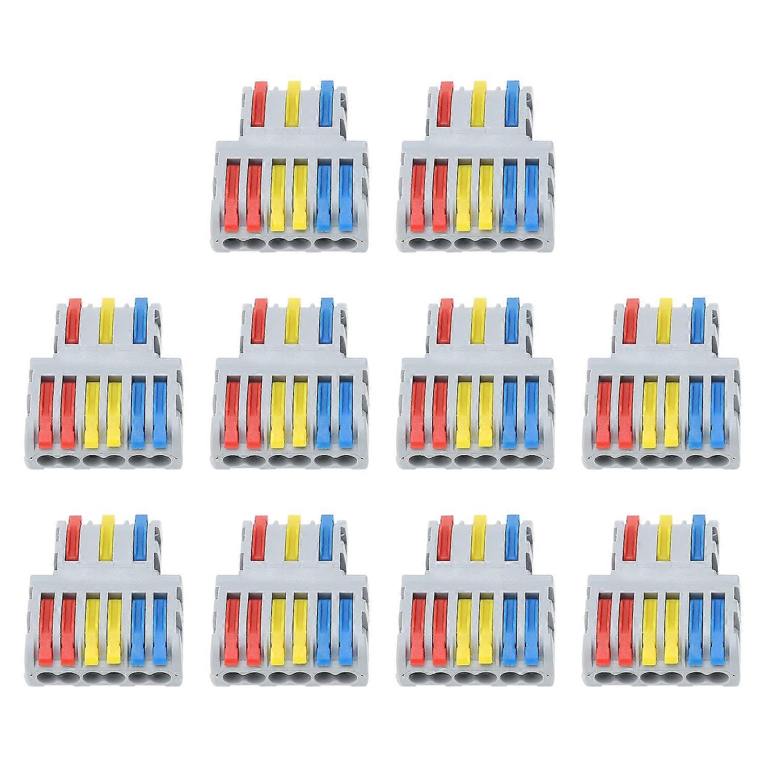 10Pcs Wire Connector Lever Quick Terminal Block 6 Into 3 Electric Wiring Accessories 250V 32A