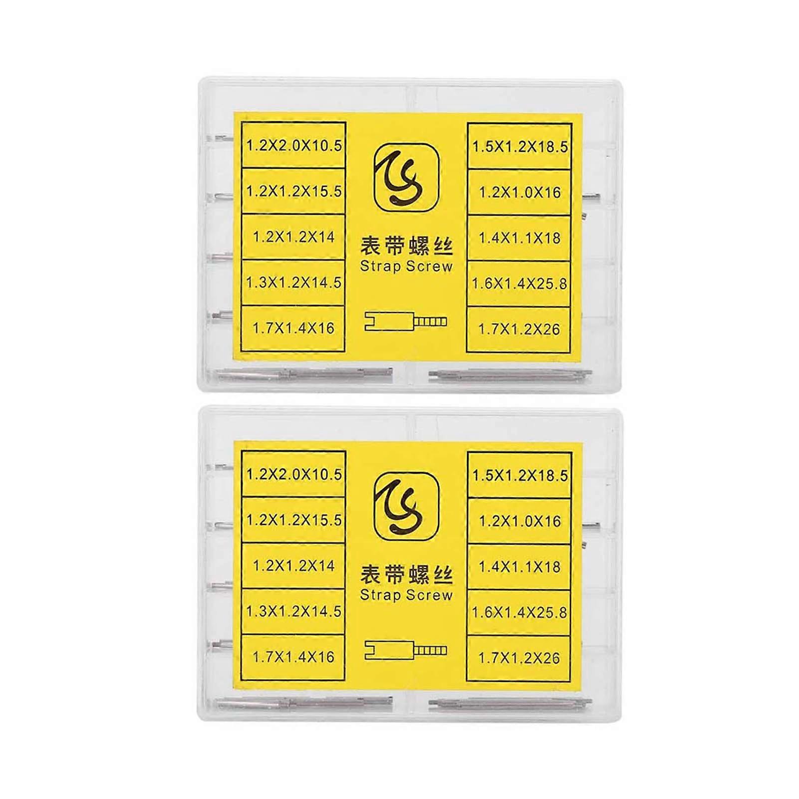 Watch Band Link Pins Set - 2 Boxes Strap Screw Repair Tool with Multi-Size Storage Box