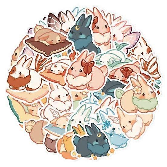 40Pcs/Set Cartoon Sticker Self-Adhesive Notebook Non-Fading Cheese Pattern Rabbit Rich Waterproof Stationery Sticker Supply