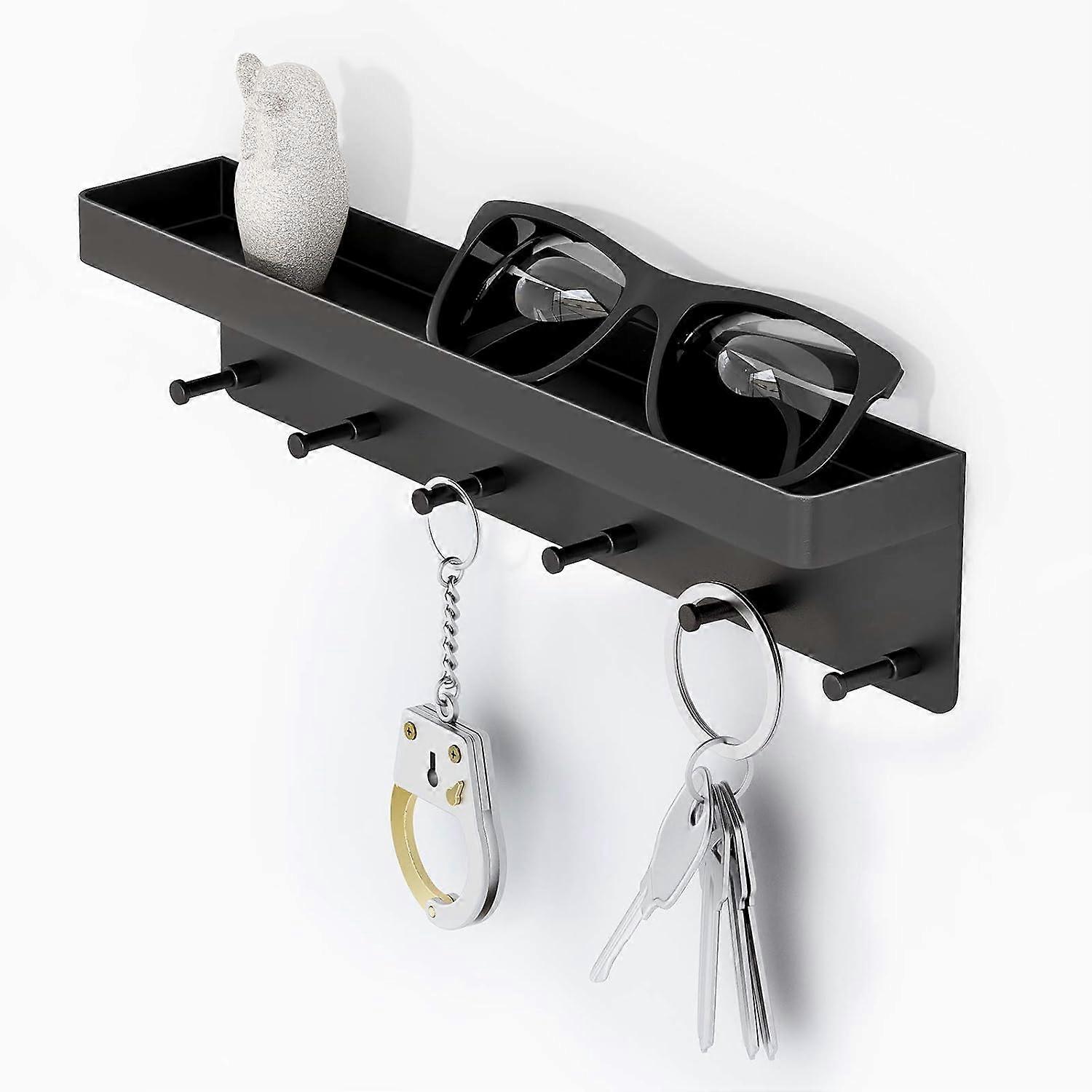 Self-adhesive, key hook with shelf
