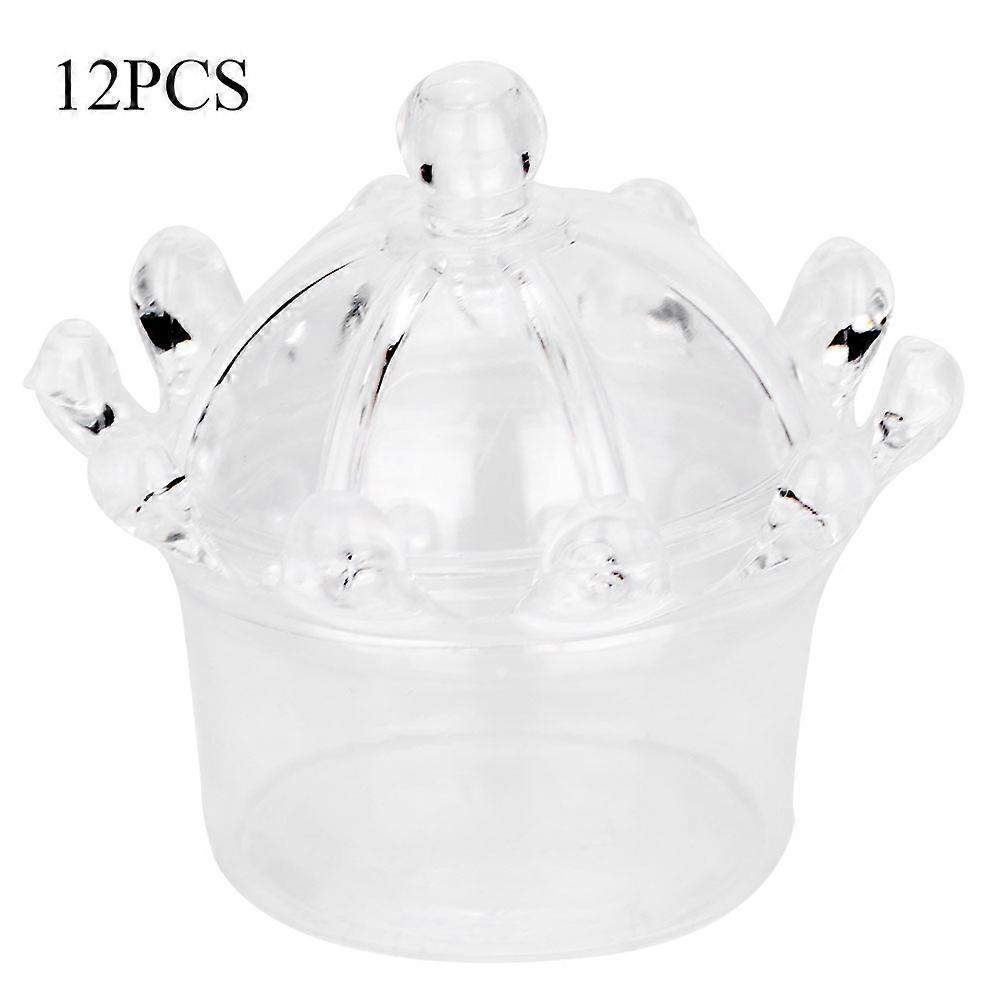 12PCS Crown Shape Candy Boxes Wedding Favor Party Plastic Candy Gift Box Transparent