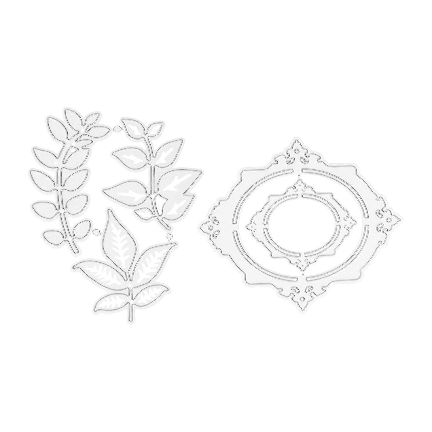 2pcs Cutting Dies Photo Frame Leaves Pattern Carbon Steel Embossing Cutting Die for DIY Scrapbook Ph