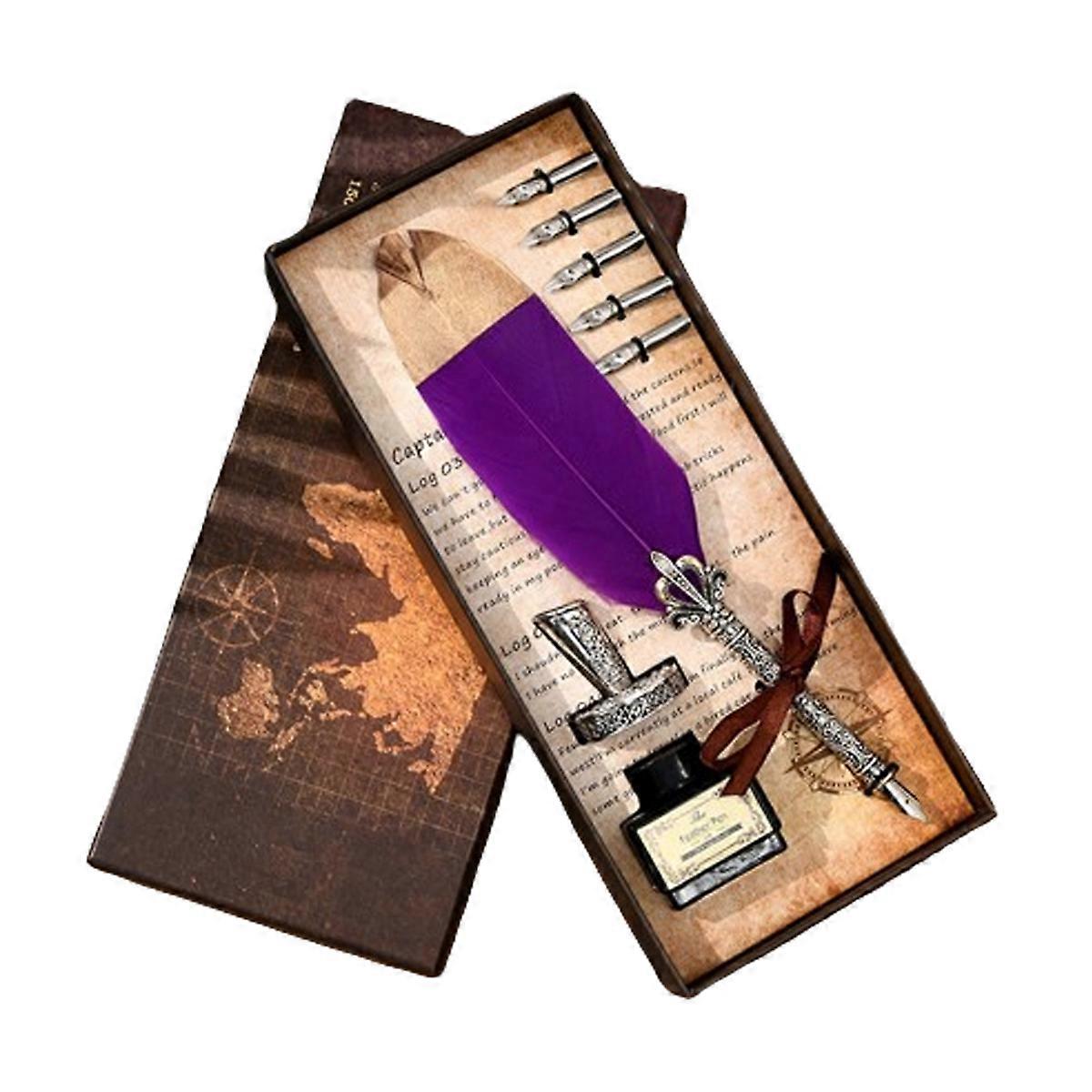 Calligraphy feather dip pen with 5 nibs for wedding