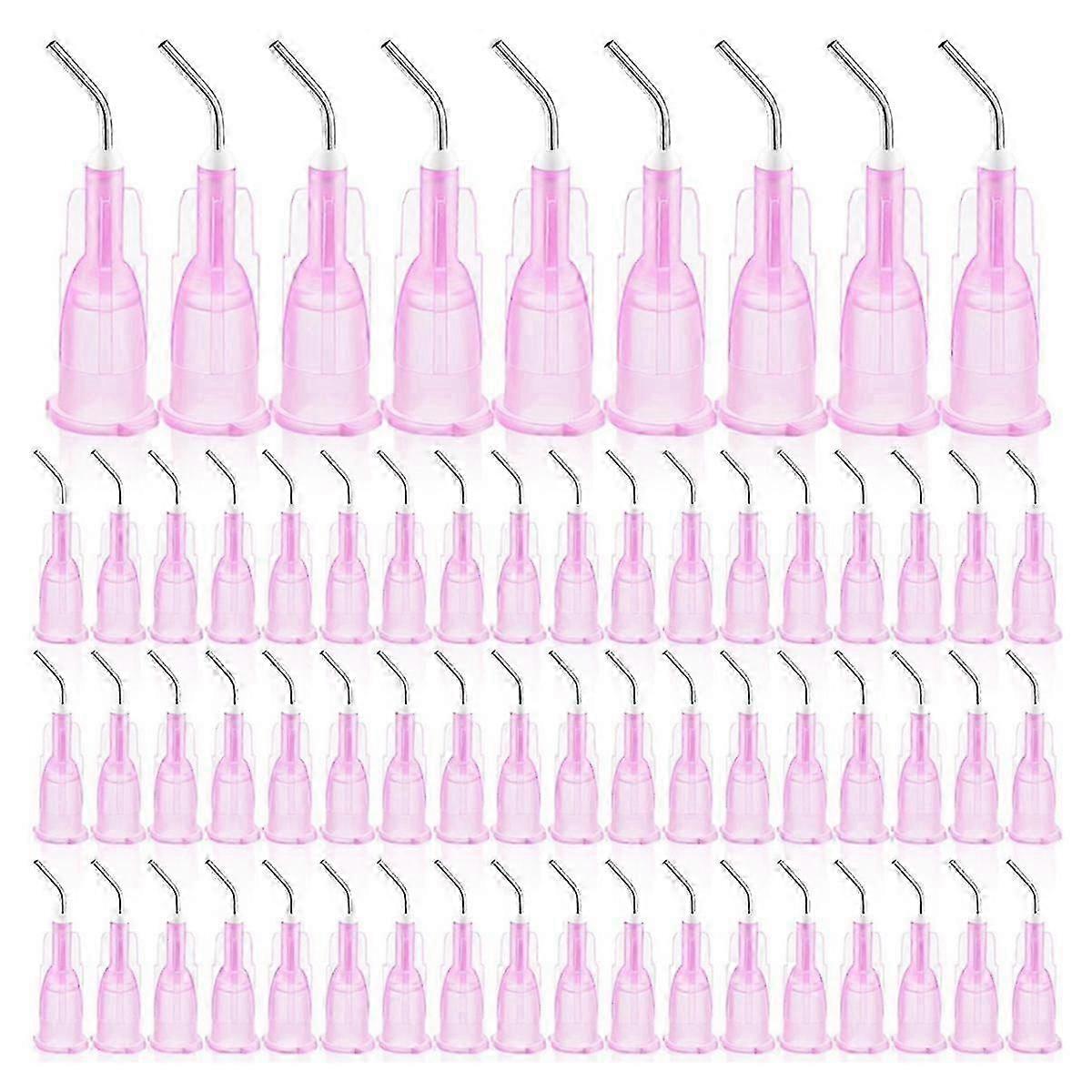 300 stuks gebogen doseertips stompe uiteinde doseernaalden tandheelkundig pre gebogen stroom doseernaaldtips roze
