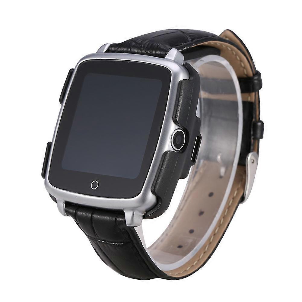 Leather Strap Bluetooth Smart Phone Watch Support SIM/TF Card For Android iOS Silver Pack 2